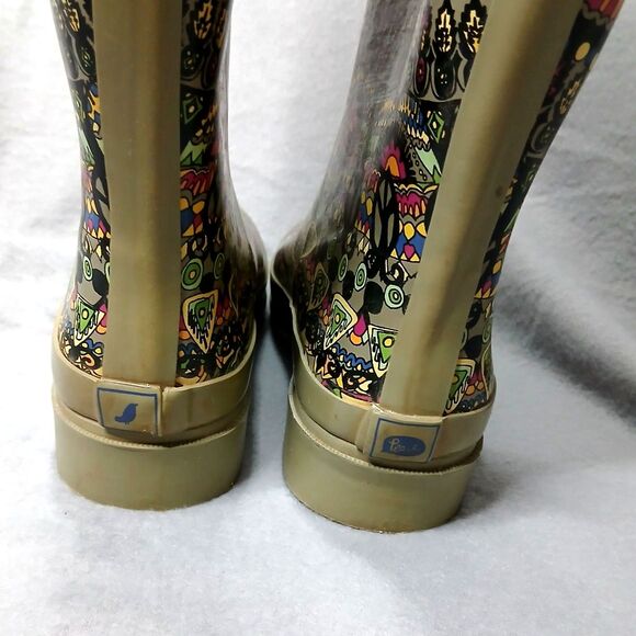 Sakroots Rubber Rain Boots Jersey Lined Colorful Peace Sign Women's Size: 6 - Picture 7 of 11